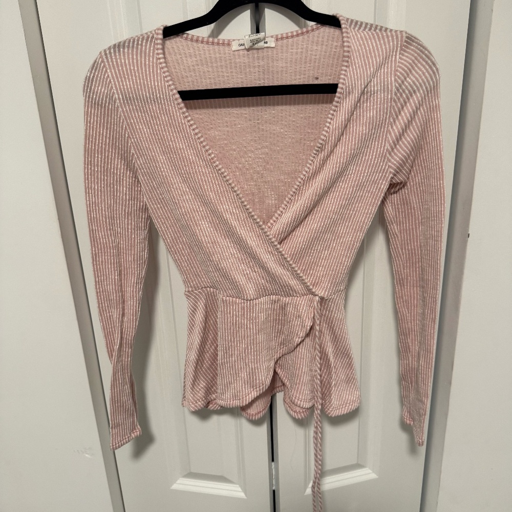 Women’s Ribbed Wrap Top – Long Sleeve